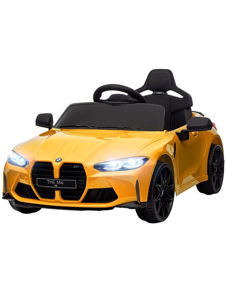 AIYAPLAY 12V BMW M4 Licensed Kids Car with Easy Transport, Remote Control, Suspension, Music, Horn, LED Lights - Yellow 370-311V - pic 91865 | FastDaddyshop