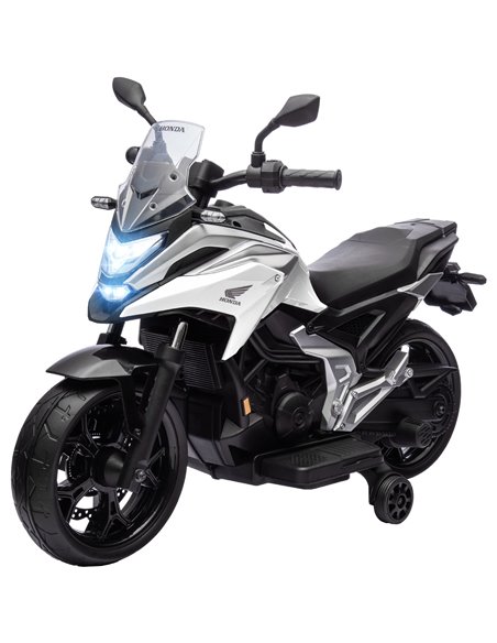 AIYAPLAY 12V Honda Licensed Kids Electric Motorbike w/ Music, Headlights, Early Education Function, for 3-6 Years - White 370-31 - pic 91883 | FastDaddyshop