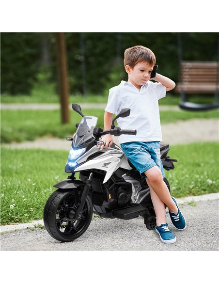 AIYAPLAY 12V Honda Licensed Kids Electric Motorbike w/ Music, Headlights, Early Education Function, for 3-6 Years - White 370-31 - pic 91884 | FastDaddyshop