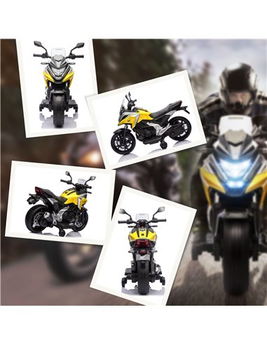 AIYAPLAY 12V Honda Licensed Kids Electric Motorbike w/ Music, Headlights, Early Education Function, for 3-6 Years - Yellow 370-3