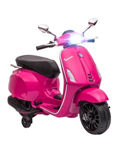 AIYAPLAY 12V Vespa Licensed Kids Electric Motorbike w/ Music, Headlights, FM Radio, for 3-6 Years - Pink 370-320V71PK