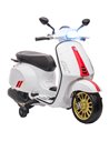 AIYAPLAY 12V Vespa Licensed Kids Electric Motorbike w/ Music, Headlights, FM Radio, for 3-6 Years - White 370-320V71WT
