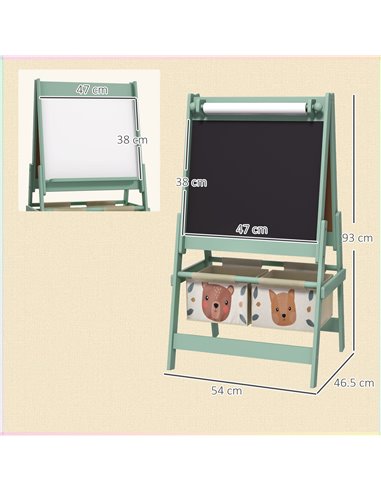 AIYAPLAY Three-In-One Kids Easel with Paper Roll, Art Easel, with Storage - Green 3B0-011V80GN