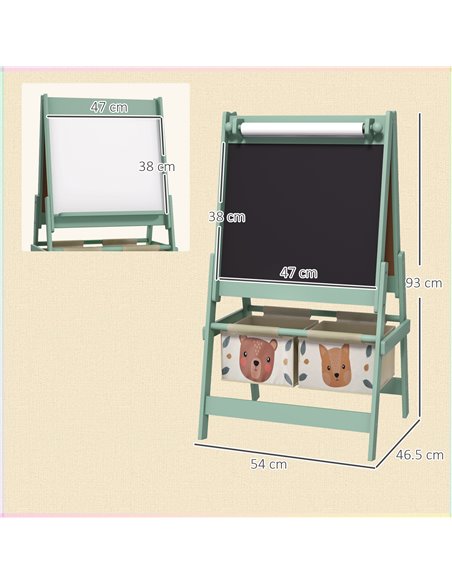 AIYAPLAY Three-In-One Kids Easel with Paper Roll, Art Easel, with Storage - Green 3B0-011V80GN - pic 91930 | FastDaddyshop