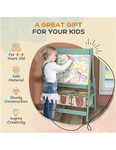 AIYAPLAY Three-In-One Kids Easel with Paper Roll, Art Easel, with Storage - Green 3B0-011V80GN