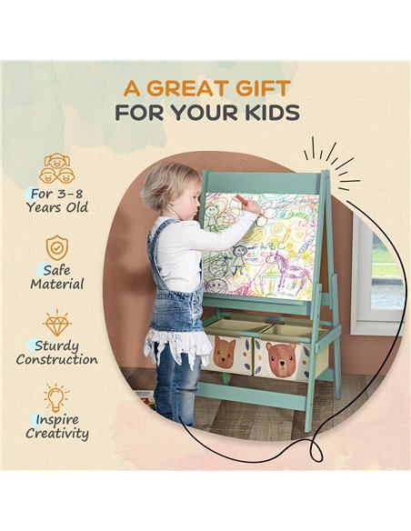 AIYAPLAY Three-In-One Kids Easel with Paper Roll, Art Easel, with Storage - Green 3B0-011V80GN - pic 91933 | FastDaddyshop