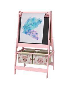 AIYAPLAY Three-In-One Kids Easel with Paper Roll, Art Easel, with Storage - Pink 3B0-011V80PK