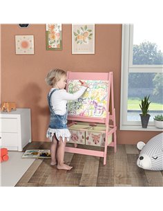 AIYAPLAY Three-In-One Kids Easel with Paper Roll, Art Easel, with Storage - Pink 3B0-011V80PK 2