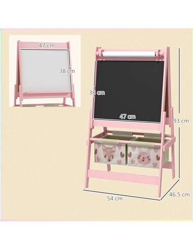 AIYAPLAY Three-In-One Kids Easel with Paper Roll, Art Easel, with Storage - Pink 3B0-011V80PK