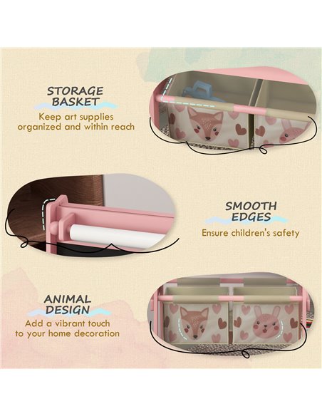 AIYAPLAY Three-In-One Kids Easel with Paper Roll, Art Easel, with Storage - Pink 3B0-011V80PK - pic 91941 | FastDaddyshop