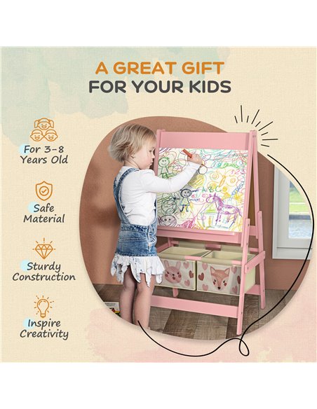 AIYAPLAY Three-In-One Kids Easel with Paper Roll, Art Easel, with Storage - Pink 3B0-011V80PK - pic 91942 | FastDaddyshop