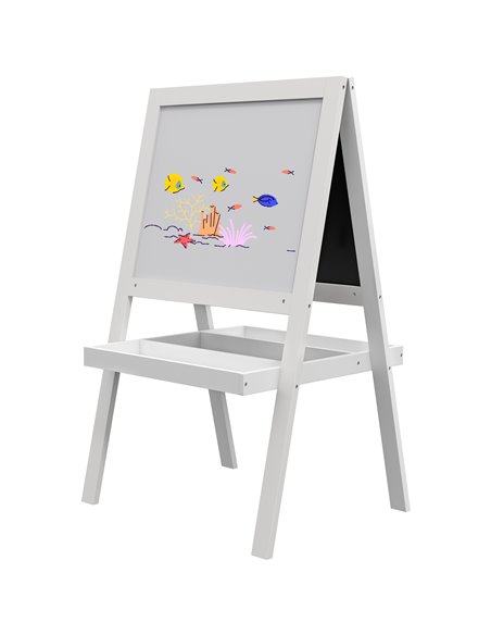 AIYAPLAY Double-Sided Kids Easel, Art Easel for Toddlers, 2-in-1 Kids Whiteboard Blackboard with Storage Shelf for Ages 18-48 Mo - pic 91946 | FastDaddyshop