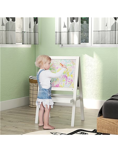 AIYAPLAY Double-Sided Kids Easel, Art Easel for Toddlers, 2-in-1 Kids Whiteboard Blackboard with Storage Shelf for Ages 18-48 Mo - pic 91947 | FastDaddyshop