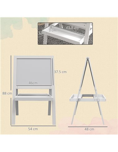 AIYAPLAY Double-Sided Kids Easel, Art Easel for Toddlers, 2-in-1 Kids Whiteboard Blackboard with Storage Shelf for Ages 18-48 Mo