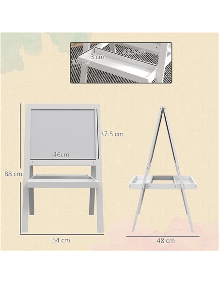 AIYAPLAY Double-Sided Kids Easel, Art Easel for Toddlers, 2-in-1 Kids Whiteboard Blackboard with Storage Shelf for Ages 18-48 Mo - pic 91948 | FastDaddyshop