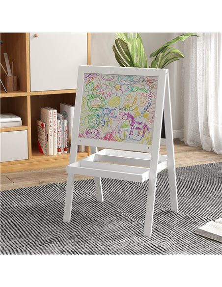 AIYAPLAY Double-Sided Kids Easel, Art Easel for Toddlers, 2-in-1 Kids Whiteboard Blackboard with Storage Shelf for Ages 18-48 Mo - pic 91952 | FastDaddyshop