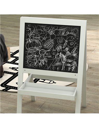 AIYAPLAY Double-Sided Kids Easel, Art Easel for Toddlers, 2-in-1 Kids Whiteboard Blackboard with Storage Shelf for Ages 18-48 Mo