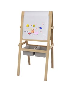 AIYAPLAY Kids Easel with Paper Roll, 3 in 1 Art Easel for Toddlers, Double-Sided Kids Whiteboard Blackboard w/ Storage Baskets, 