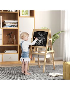 AIYAPLAY Kids Easel with Paper Roll, 3 in 1 Art Easel for Toddlers, Double-Sided Kids Whiteboard Blackboard w/ Storage Baskets,  2