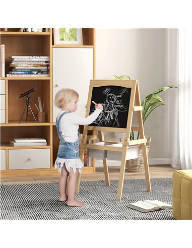 AIYAPLAY Kids Easel with Paper Roll, 3 in 1 Art Easel for Toddlers, Double-Sided Kids Whiteboard Blackboard w/ Storage Baskets, 
