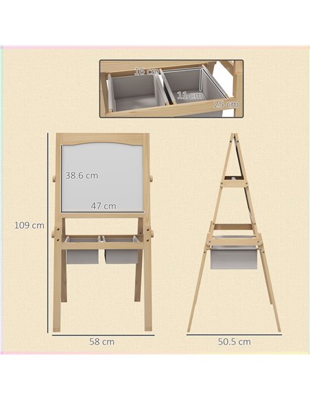AIYAPLAY Kids Easel with Paper Roll, 3 in 1 Art Easel for Toddlers, Double-Sided Kids Whiteboard Blackboard w/ Storage Baskets,  - pic 91957 | FastDaddyshop