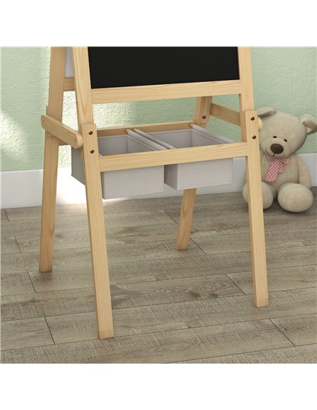 AIYAPLAY Kids Easel with Paper Roll, 3 in 1 Art Easel for Toddlers, Double-Sided Kids Whiteboard Blackboard w/ Storage Baskets,  - pic 91961 | FastDaddyshop