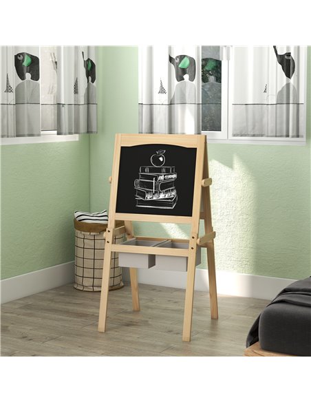 AIYAPLAY Kids Easel with Paper Roll, 3 in 1 Art Easel for Toddlers, Double-Sided Kids Whiteboard Blackboard w/ Storage Baskets,  - pic 91962 | FastDaddyshop