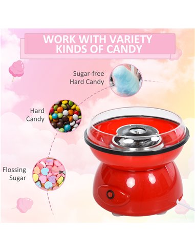 HOMCOM 450W Electric Candyfloss Machine Kit Non-Stick Plates Fairground Fun Children Adult Party Gift Home Sweet Metal Body w/ A