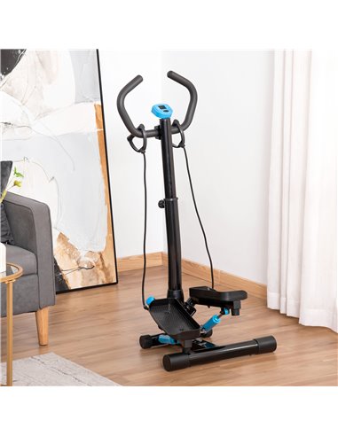HOMCOM Adjustable Twist Stepper Fitness Step Machine, LCD Screen, Height-Adjust Handlebars, Home Gym, Black and Blue A90-279V01