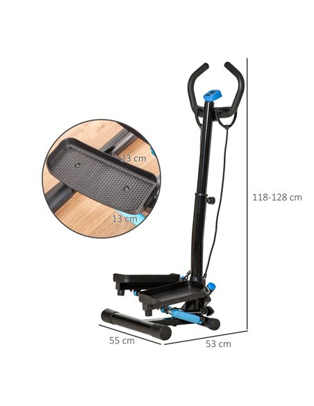 HOMCOM Adjustable Twist Stepper Fitness Step Machine, LCD Screen, Height-Adjust Handlebars, Home Gym, Black and Blue A90-279V01 - pic 92056 | FastDaddyshop
