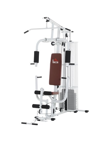 HOMCOM Multifunction Home Gym Weight Training Workout Station Fitness Strength Machine, White A91-134 - pic 92072 | FastDaddyshop