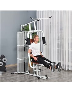 HOMCOM Multifunction Home Gym Weight Training Workout Station Fitness Strength Machine, White A91-134 2