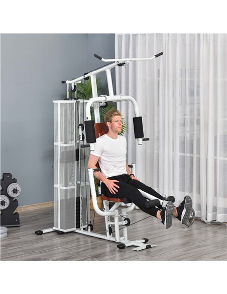 HOMCOM Multifunction Home Gym Weight Training Workout Station Fitness Strength Machine, White A91-134 - pic 92073 | FastDaddyshop