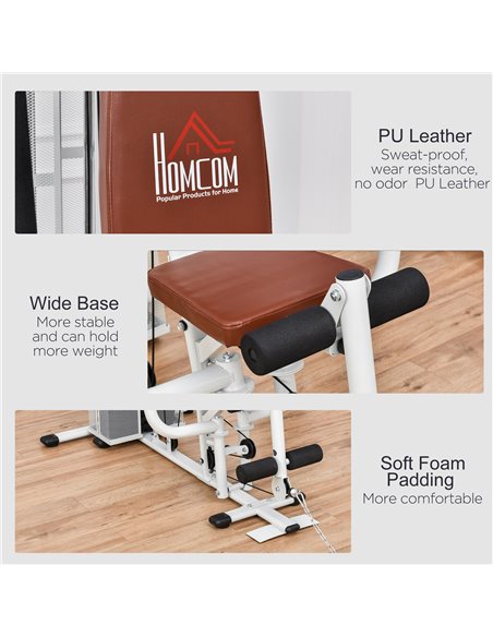 HOMCOM Multifunction Home Gym Weight Training Workout Station Fitness Strength Machine, White A91-134 - pic 92078 | FastDaddyshop