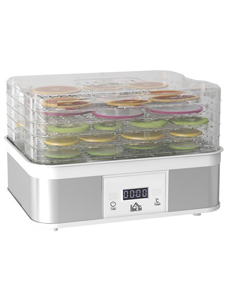 HOMCOM Food Dehydrator 5 Tier Dehydrator Machine, 245W Stainless Steel Food Dryer Machine w/ Adjustable Temperature, Timer & LCD - pic 92081 | FastDaddyshop