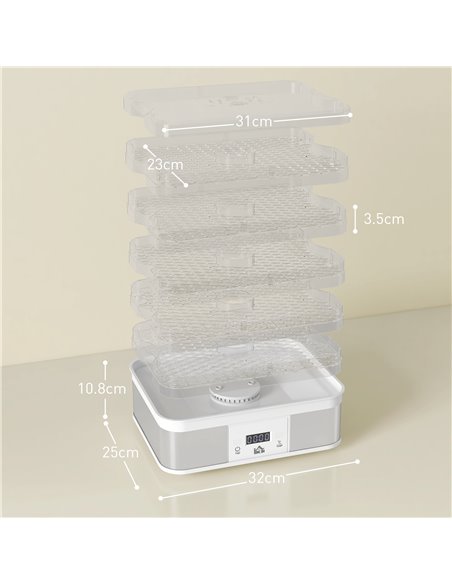 HOMCOM Food Dehydrator 5 Tier Dehydrator Machine, 245W Stainless Steel Food Dryer Machine w/ Adjustable Temperature, Timer & LCD - pic 92083 | FastDaddyshop