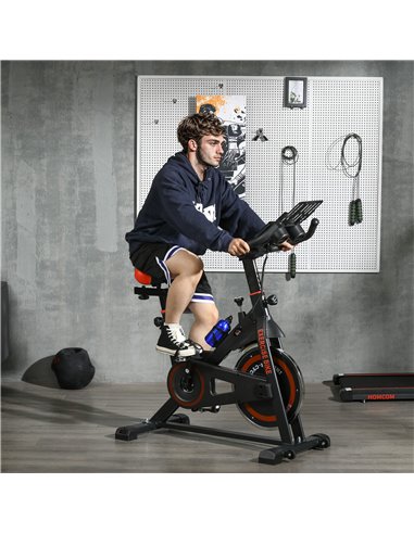 HOMCOM Exercise Bike, 8kg Flywheel Stationary Bike Indoor Cycling Machine with Adjustable Resistance Seat Handlebar, Black A90-1