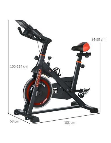 HOMCOM Exercise Bike, 8kg Flywheel Stationary Bike Indoor Cycling Machine with Adjustable Resistance Seat Handlebar, Black A90-1