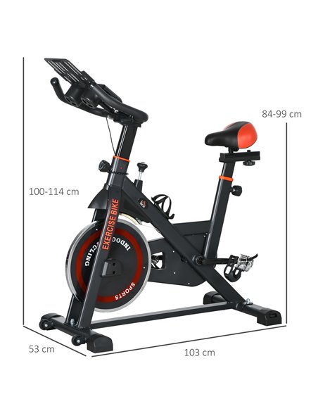 HOMCOM Exercise Bike, 8kg Flywheel Stationary Bike Indoor Cycling Machine with Adjustable Resistance Seat Handlebar, Black A90-1 - pic 92101 | FastDaddyshop