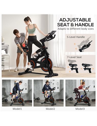 HOMCOM Exercise Bike, 8kg Flywheel Stationary Bike Indoor Cycling Machine with Adjustable Resistance Seat Handlebar, Black A90-1