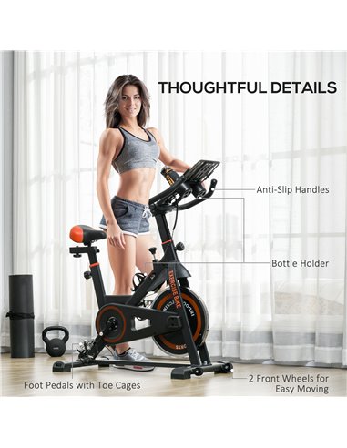 HOMCOM Exercise Bike, 8kg Flywheel Stationary Bike Indoor Cycling Machine with Adjustable Resistance Seat Handlebar, Black A90-1