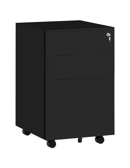 Vinsetto 3-Drawer Vertical Filing Cabinet w/ Lock & Pencil Tray, Steel Mobile File Cabinet w/ Adjustable Hanging Bar for A4, Leg - pic 92171 | FastDaddyshop