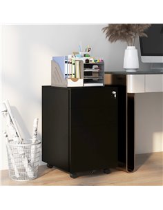 Vinsetto 3-Drawer Vertical Filing Cabinet w/ Lock & Pencil Tray, Steel Mobile File Cabinet w/ Adjustable Hanging Bar for A4, Leg 2