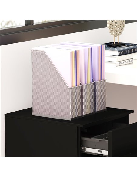 Vinsetto 3-Drawer Vertical Filing Cabinet w/ Lock & Pencil Tray, Steel Mobile File Cabinet w/ Adjustable Hanging Bar for A4, Leg - pic 92179 | FastDaddyshop