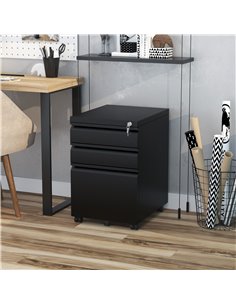 Vinsetto Mobile Vertical File Cabinet Lockable Metal Filling Cabinet w/ 3 Drawers Anti-tilt Design for Letter A4 Legal Size Full 2