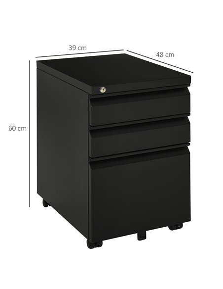 Vinsetto Mobile Vertical File Cabinet Lockable Metal Filling Cabinet w/ 3 Drawers Anti-tilt Design for Letter A4 Legal Size Full - pic 92182 | FastDaddyshop