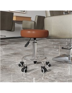 Vinsetto PU Leather Rolling Stool, Height Adjustable Stool Chair with Wheels for Salon, Massage, Spa, Brown 700-093V70BN 2