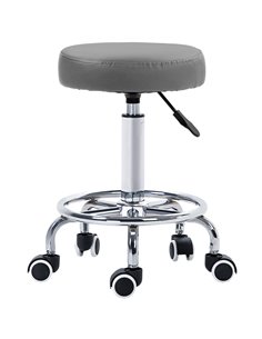 Vinsetto PU Leather Rolling Stool, Height Adjustable Stool Chair with Wheels for Salon, Massage, Spa, Grey 700-093V70GY