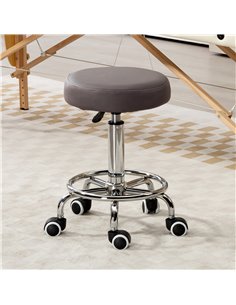 Vinsetto PU Leather Rolling Stool, Height Adjustable Stool Chair with Wheels for Salon, Massage, Spa, Grey 700-093V70GY 2