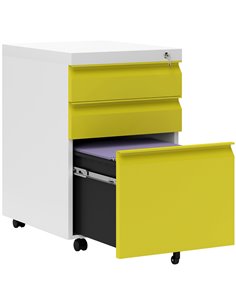 Vinsetto 3 Drawer Filling Cabinet, Mobile Metal File Cabinet with Anti-tilt Design for Letter, A4, Legal Size, Yellow 924-024V00